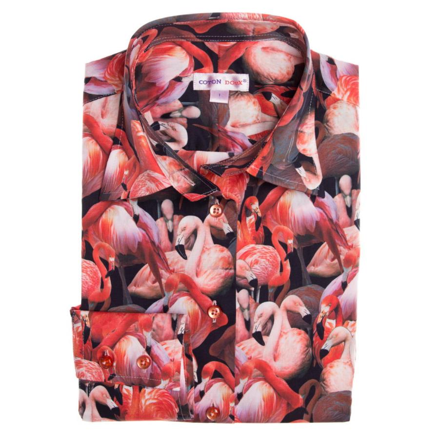 柄シャツ レディース 長袖シャツ ブランド フラミンゴ 柄 タンゴ ダンス ドレスシャツ 派手 赤シャツ L02ad1902flamingo L02ad1902flamingo Cotondoux コトンドゥ ヤフー店 通販 Yahoo ショッピング