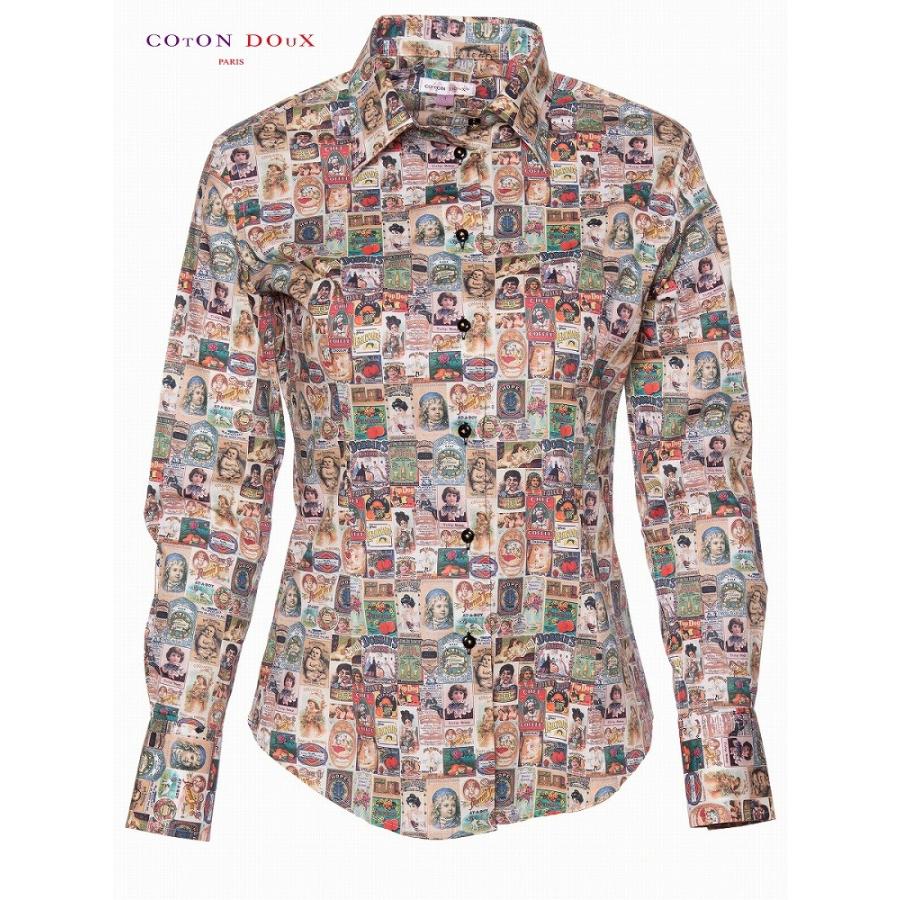 カジュアルシャツ レディース シャツ 柄シャツ 長袖 プリント 可愛い 派手 ポップアート Cotondoux コトンドゥ L92ad1773labels L92ad1773labels Cotondoux コトンドゥ ヤフー店 通販 Yahoo ショッピング