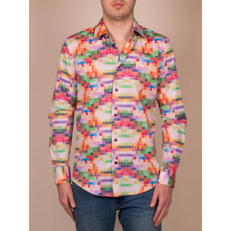 フランス 柄シャツ 長袖シャツ メンズ ブランド 総柄 キーボード ダンス アート インパクト 派手 目立つシャツ CotonDoux コトンドゥ m01ad1852keyboad |  | 02