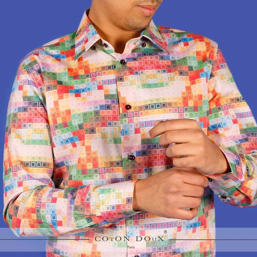 フランス 柄シャツ 長袖シャツ メンズ ブランド 総柄 キーボード ダンス アート インパクト 派手 目立つシャツ CotonDoux コトンドゥ m01ad1852keyboad |  | 07