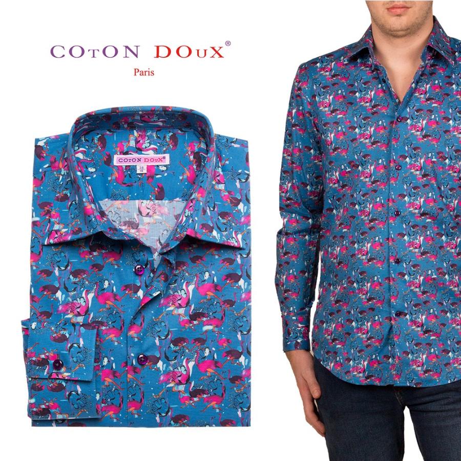 柄シャツ メンズ 長袖 メンズシャツ オフィスカジュアル デザインシャツ ブランド 鳥 バード Cotondoux コトンドゥ M01ad18ostrich M01ad18ostrich Cotondoux コトンドゥ ヤフー店 通販 Yahoo ショッピング