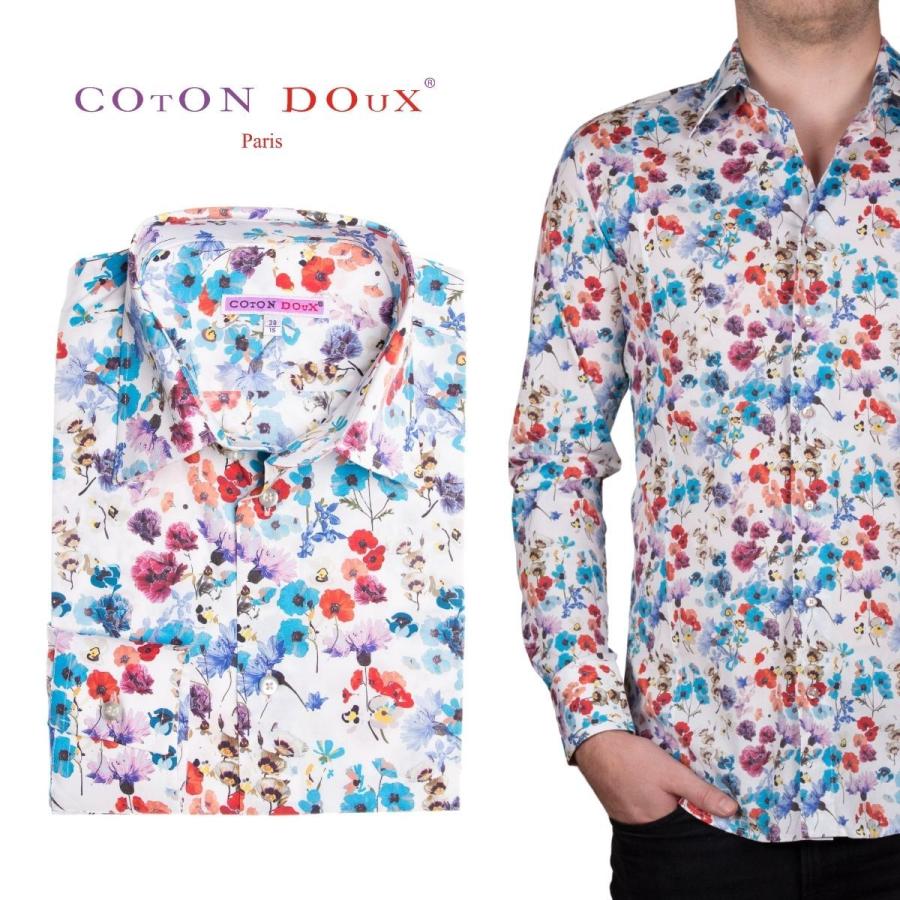 柄シャツ メンズ 長袖シャツ 花柄 ブランド おしゃれ かわいい きれいめ デザインシャツ M02ad1901poppy M02ad1901poppy Cotondoux コトンドゥ ヤフー店 通販 Yahoo ショッピング