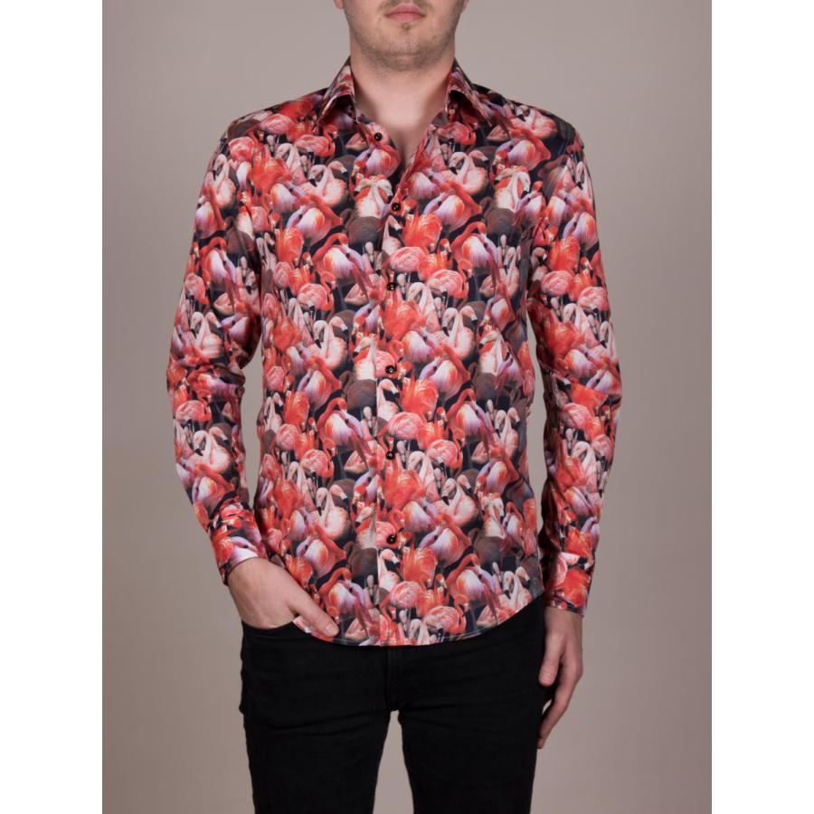 柄シャツ メンズ 長袖シャツ ブランド フラミンゴ 柄 タンゴ ダンス ドレスシャツ 派手 赤シャツ M02ad1902flamingo M02ad1902flamingo Cotondoux コトンドゥ ヤフー店 通販 Yahoo ショッピング