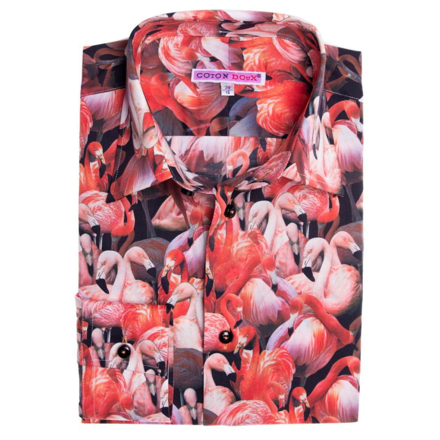 フランス 柄シャツ メンズ 長袖シャツ ブランド フラミンゴ 柄 タンゴ