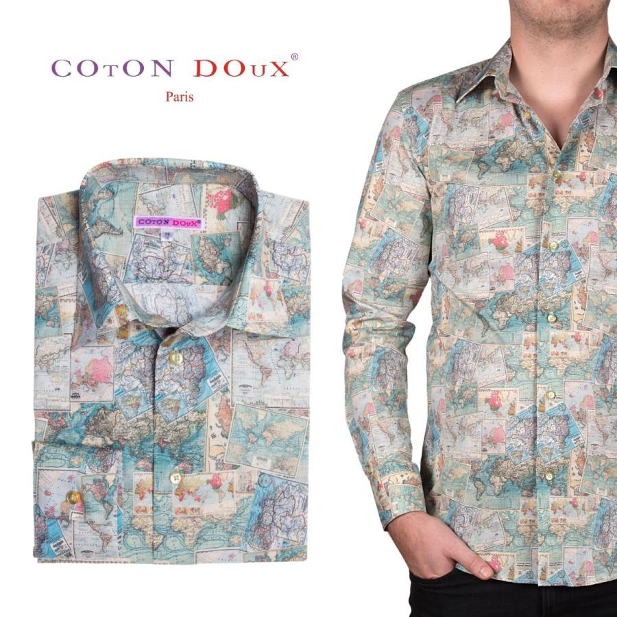 総柄 メンズシャツ 長袖 オフィスカジュアル マップ 地図 デザインシャツ ブランド 古地図 M02ad1931map M02ad1931map Cotondoux コトンドゥ ヤフー店 通販 Yahoo ショッピング