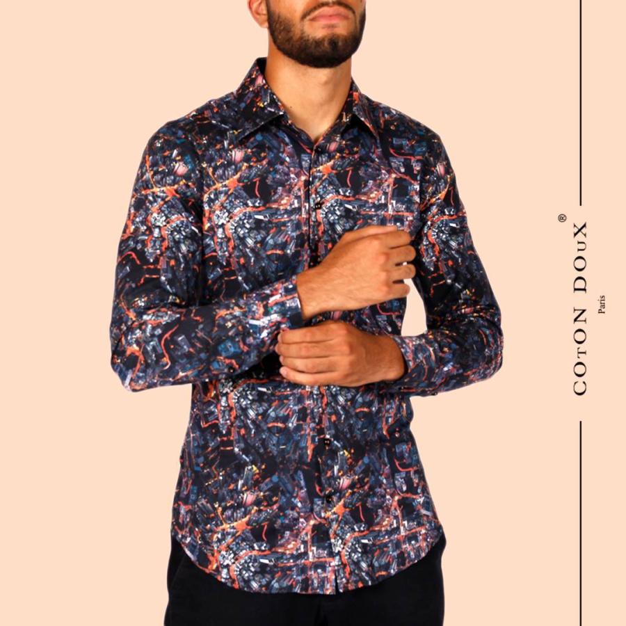 メール便送料無料 メンズ 長袖シャツ 柄シャツ モノトーン おしゃれ モダン シック グレー 総柄シャツ ブランド M02ad1958nightview M02ad1958nightview Cotondoux コトンドゥ ヤフー店 通販 Yahoo ショッピング 21年最新海外 Newmatic Ae