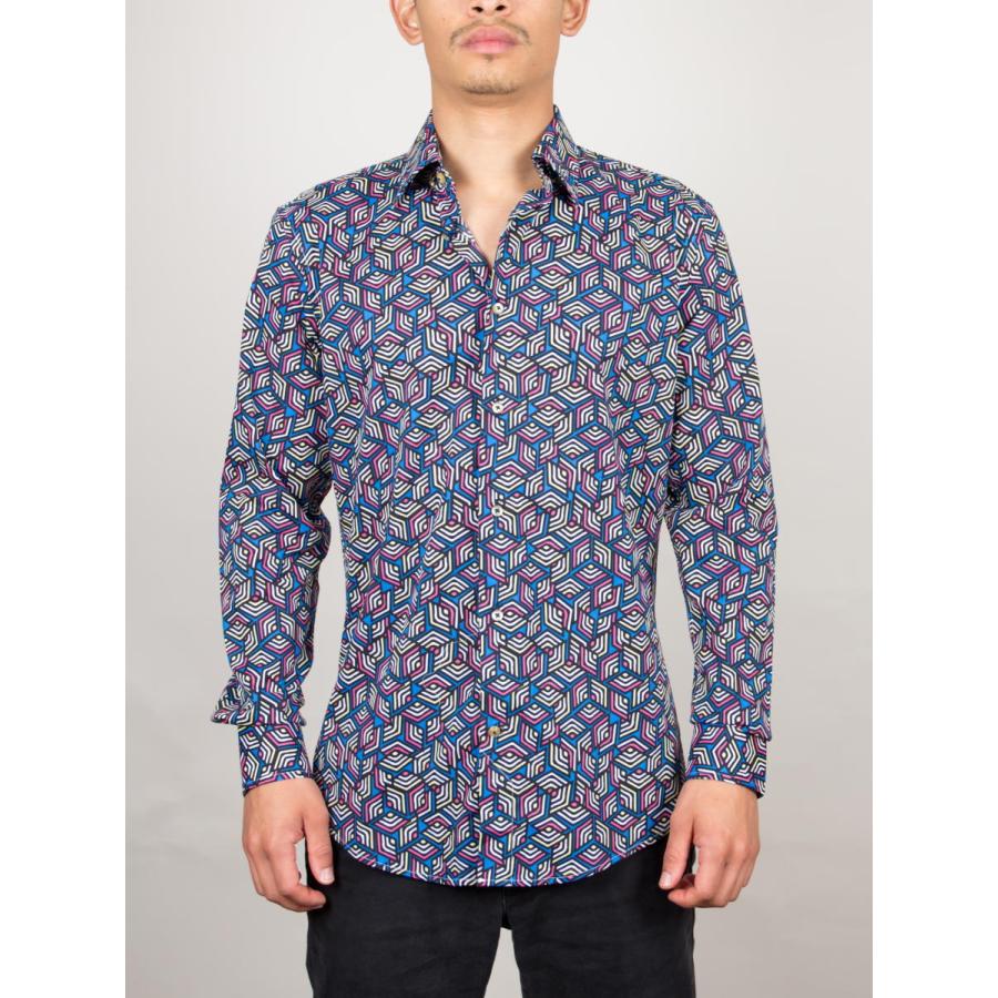 フランス 柄シャツ ジオメトリック サイケデリック 派手 シャツ メンズ