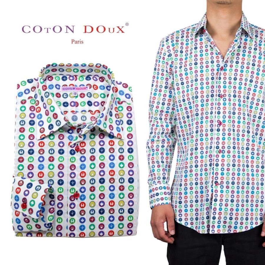 シャツ 柄シャツ メンズ 長袖 総柄シャツ アイコン アート プリント お洒落 可愛い ブランド Coton Doux コトンドゥ M12ad2142icons M12ad2142icons Cotondoux コトンドゥ ヤフー店 通販 Yahoo ショッピング