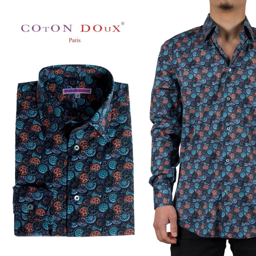 フランス 柄シャツ メンズ 長袖 派手シャツ インポート イタリア