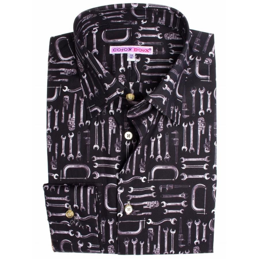 柄シャツ カジュアルシャツ メンズシャツ 長袖 派手 シャツ お洒落 可愛い レトロ ブラック 黒シャツ Cotondoux コトンドゥ Mad1509wrench Mad1509wrench Cotondoux コトンドゥ ヤフー店 通販 Yahoo ショッピング