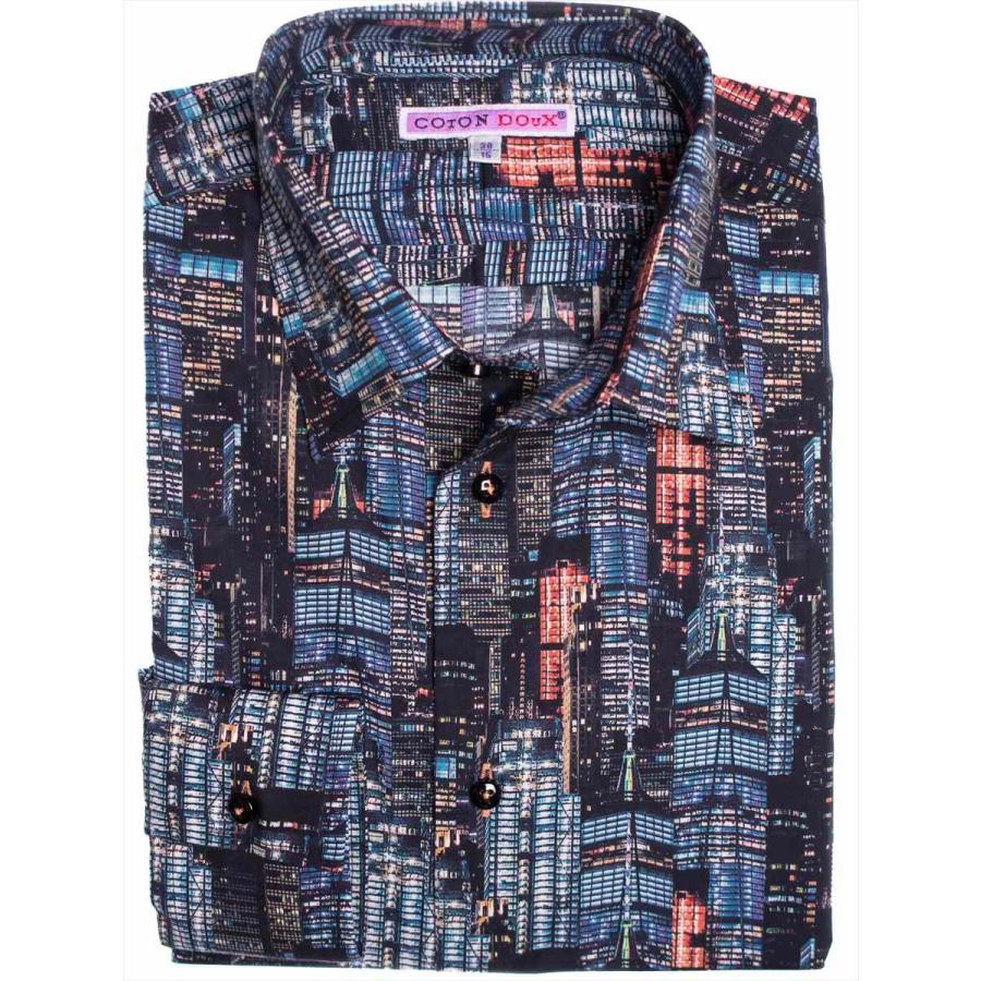 柄シャツ カジュアルシャツ メンズ ドレスシャツ 長袖 派手シャツ 黒シャツ アーバン デザイン お洒落 Cotondoux コトンドゥ M91ad1655bigcity M91ad1655bigcity Cotondoux コトンドゥ ヤフー店 通販 Yahoo ショッピング