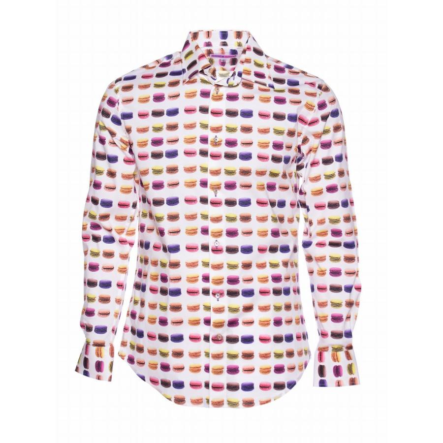 COTON DOuX コトンドゥ　マカロン柄　シャツ　長袖　39 メンズ フランス 柄シャツ カジュアルシャツ メンズ 長袖 レトロ お洒落