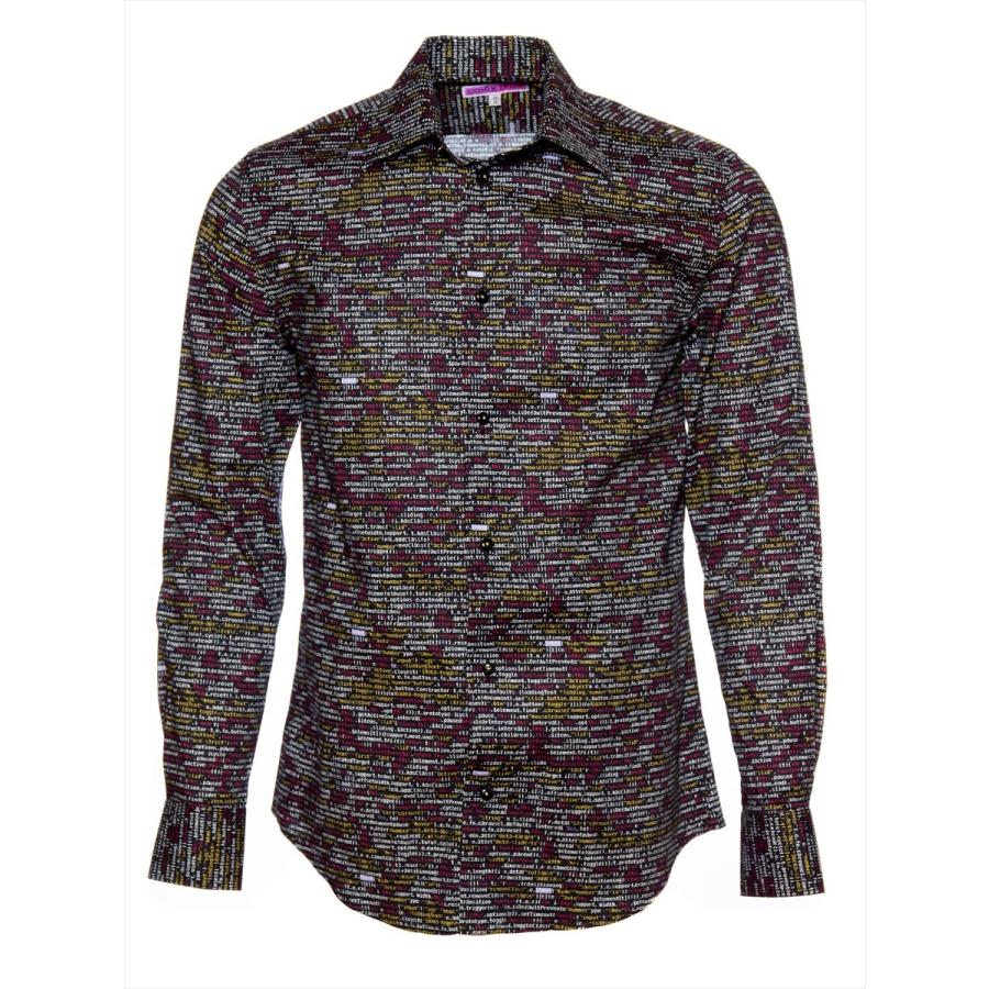 フランス 柄シャツ メンズ 長袖 大人 デザイン プリント 派手シャツ  プログラミング アート CotonDoux コトンドゥ m92ad1781program |  | 01