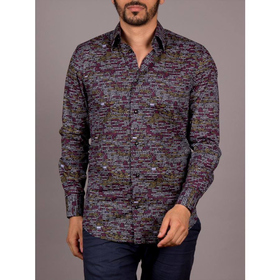 フランス 柄シャツ メンズ 長袖 大人 デザイン プリント 派手シャツ  プログラミング アート CotonDoux コトンドゥ m92ad1781program |  | 02