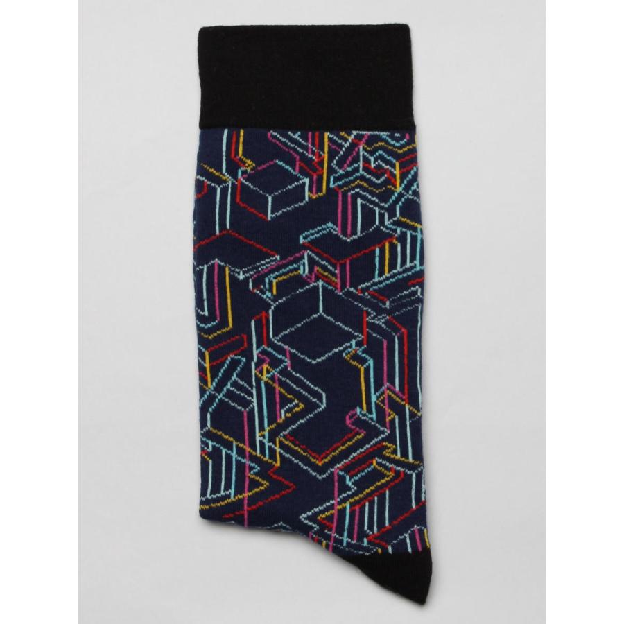 ソックス 靴下 くつした メンズ レディース 柄 ポップ 派手 迷路 ジオメトリック柄 CotonDoux（コトンドゥ） s22503 |  | 01