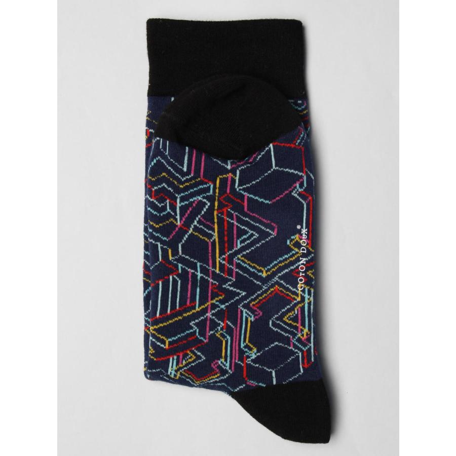 ソックス 靴下 くつした メンズ レディース 柄 ポップ 派手 迷路 ジオメトリック柄 CotonDoux（コトンドゥ） s22503 |  | 02