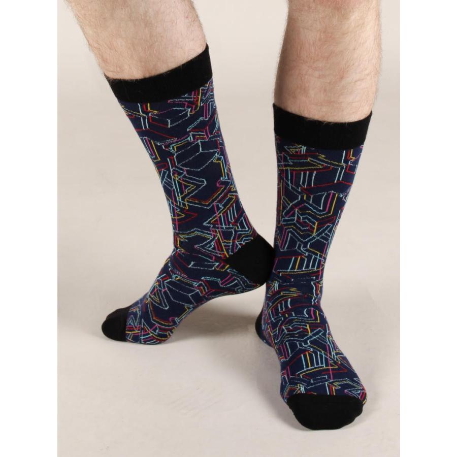 ソックス 靴下 くつした メンズ レディース 柄 ポップ 派手 迷路 ジオメトリック柄 CotonDoux（コトンドゥ） s22503 |  | 03