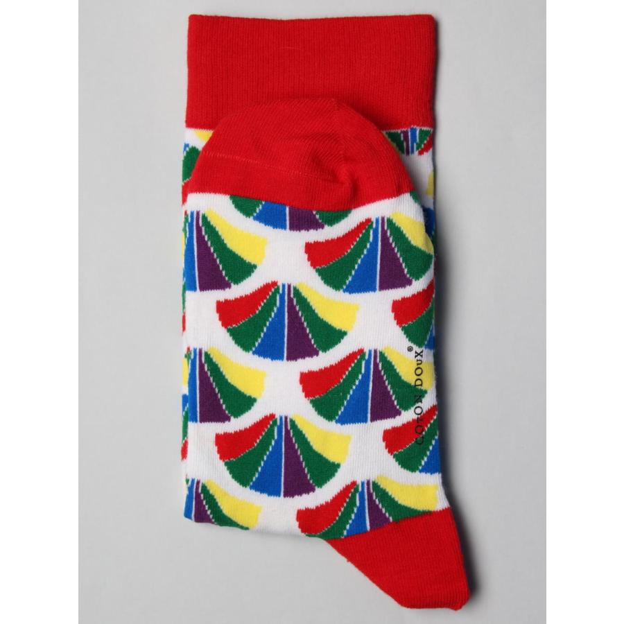 ソックス 靴下 くつした メンズ レディース 柄 ポップ 派手 レインボー 虹色  CotonDoux（コトンドゥ） s22512 |  | 02