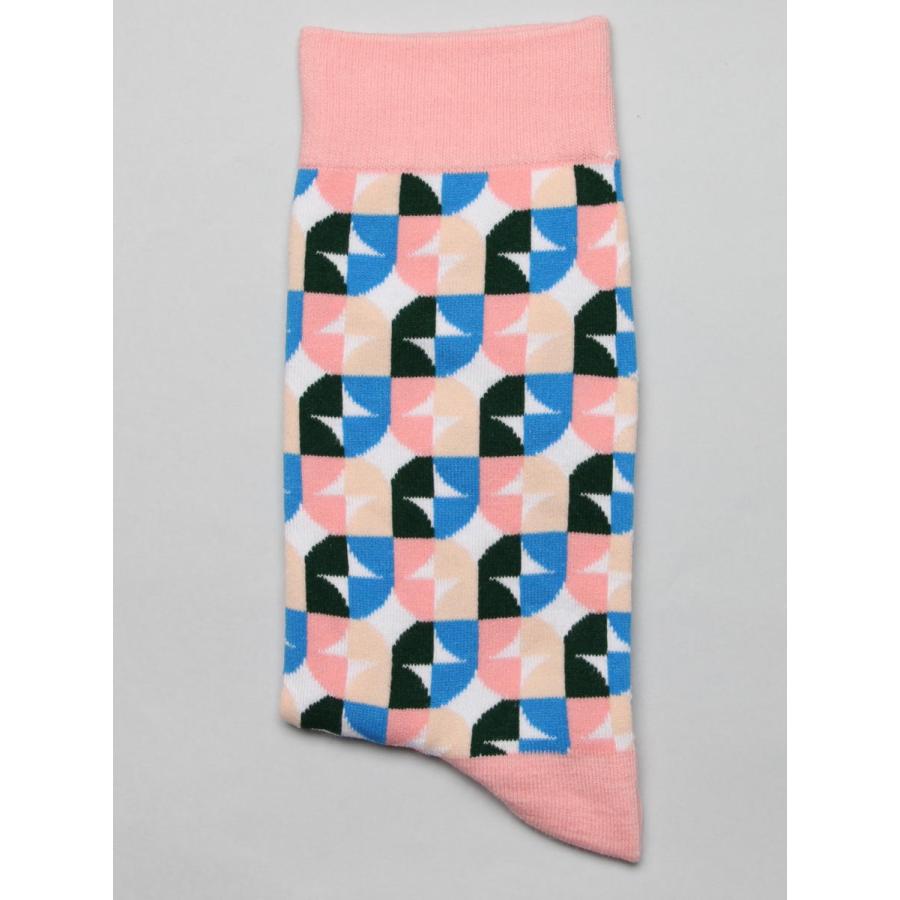 ソックス 靴下 くつした メンズ レディース 柄 ポップ ジオメトリック 幾何学模様 ピンク CotonDoux（コトンドゥ） s22513 |  | 01