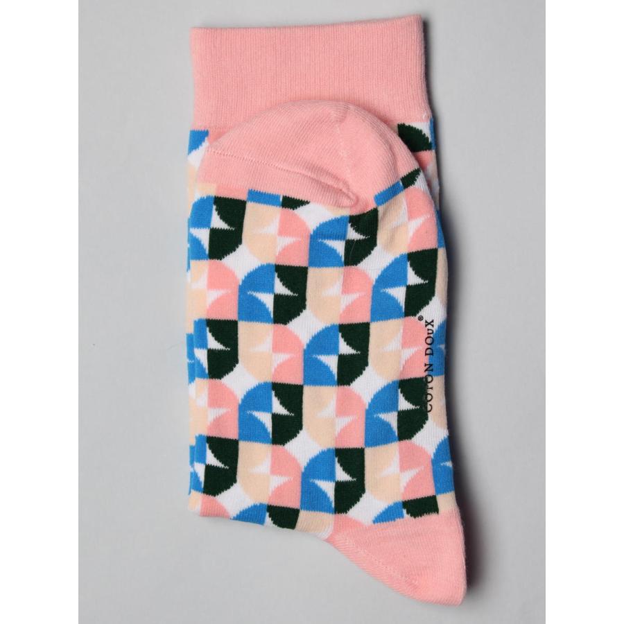 ソックス 靴下 くつした メンズ レディース 柄 ポップ ジオメトリック 幾何学模様 ピンク CotonDoux（コトンドゥ） s22513 |  | 02