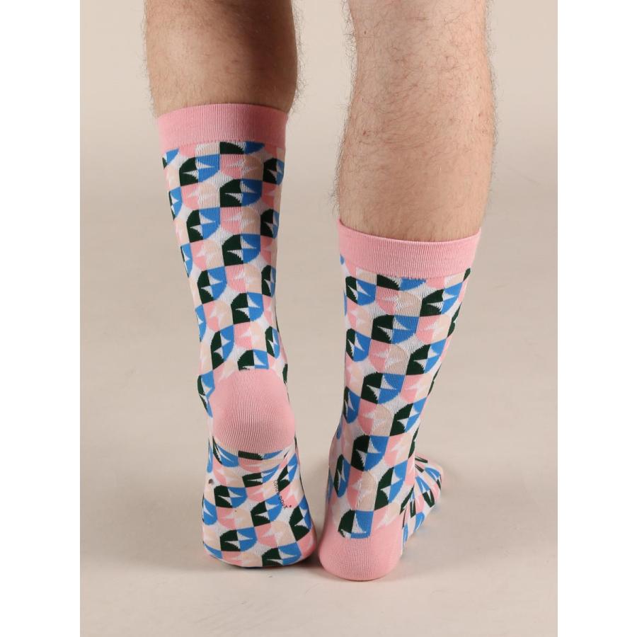 ソックス 靴下 くつした メンズ レディース 柄 ポップ ジオメトリック 幾何学模様 ピンク CotonDoux（コトンドゥ） s22513 |  | 03