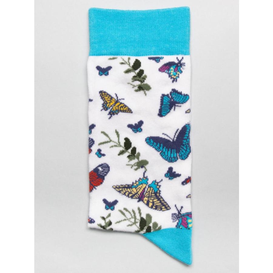 CotonDoux（コトンドゥ） ソックス 靴下 くつした メンズ 男女兼用 柄 ポップ 可愛い オシャレ お洒落 かわいい 蝶々柄  s42609 |  | 01