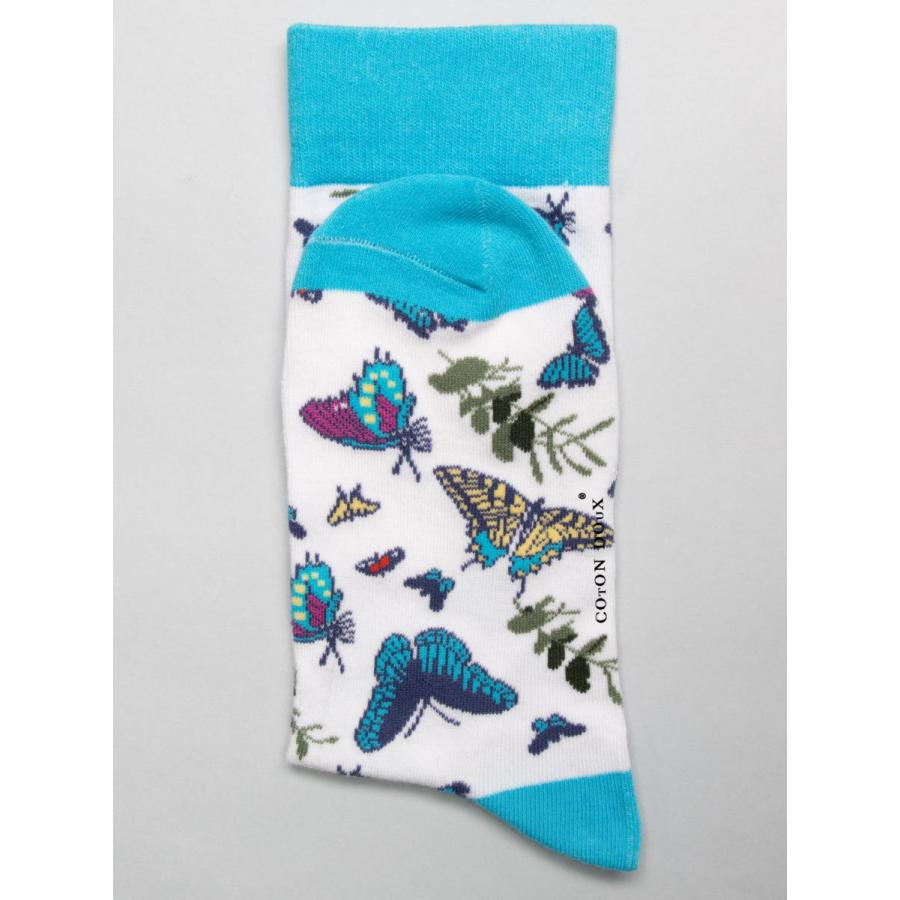 CotonDoux（コトンドゥ） ソックス 靴下 くつした メンズ 男女兼用 柄 ポップ 可愛い オシャレ お洒落 かわいい 蝶々柄  s42609 |  | 02