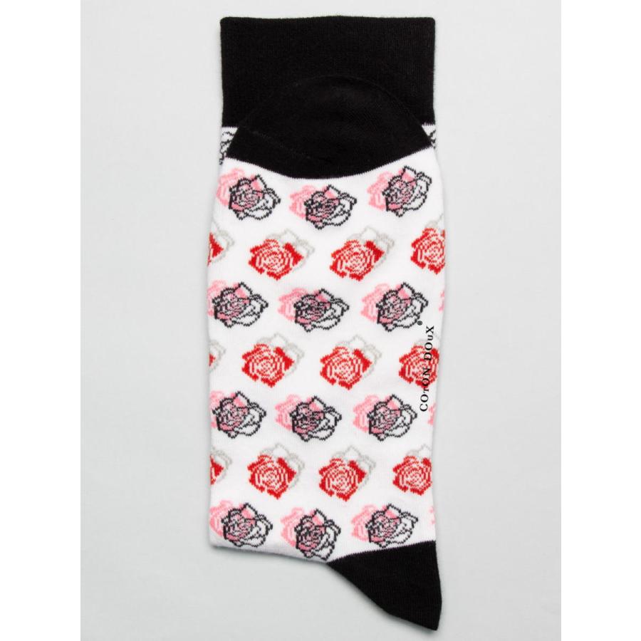 CotonDoux（コトンドゥ） ソックス 靴下 くつした メンズ 男女兼用 柄 ポップ 可愛い オシャレ お洒落 かわいい 派手 花柄 薔薇柄 バラ柄  s42613 |  | 02