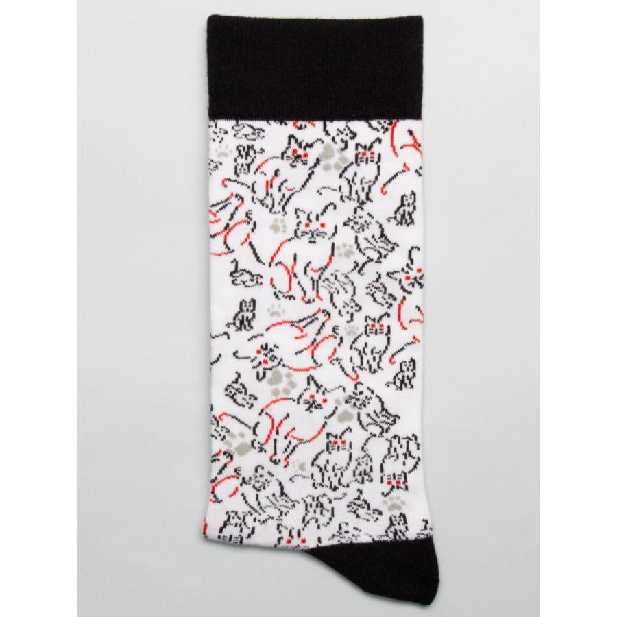 CotonDoux（コトンドゥ） ソックス 靴下 くつした メンズ 男女兼用 柄 ポップ 可愛い オシャレ お洒落 かわいい 猫柄 ネコ柄  s42616 |  | 01