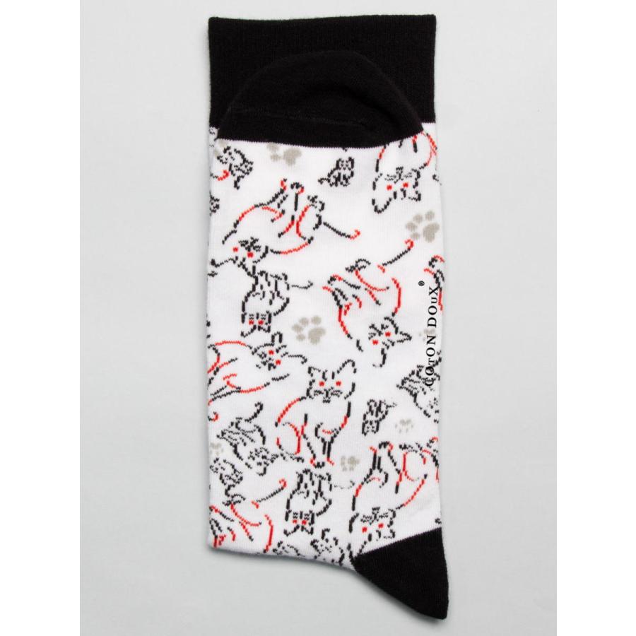 CotonDoux（コトンドゥ） ソックス 靴下 くつした メンズ 男女兼用 柄 ポップ 可愛い オシャレ お洒落 かわいい 猫柄 ネコ柄  s42616 |  | 02