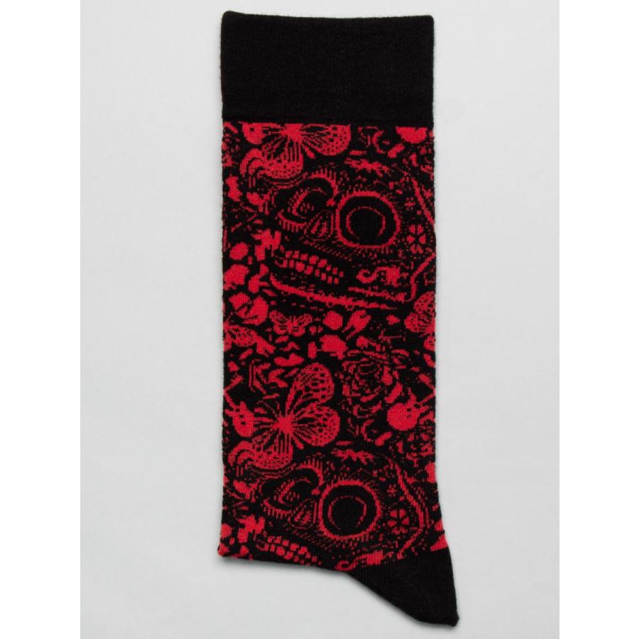 CotonDoux（コトンドゥ） ソックス 靴下 くつした メンズ 男女兼用 柄 ポップ 可愛い オシャレ お洒落 かわいい スカル柄 赤  s42619 |  | 01