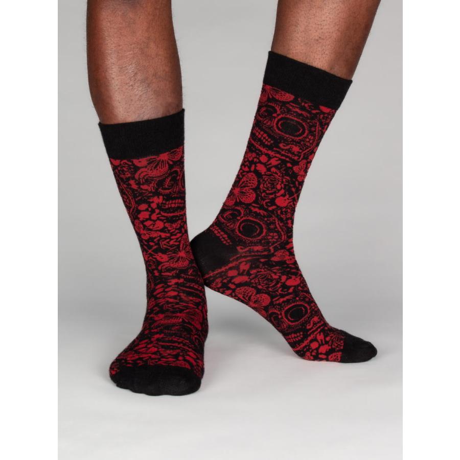 CotonDoux（コトンドゥ） ソックス 靴下 くつした メンズ 男女兼用 柄 ポップ 可愛い オシャレ お洒落 かわいい スカル柄 赤  s42619 |  | 03