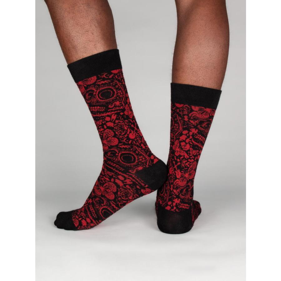 CotonDoux（コトンドゥ） ソックス 靴下 くつした メンズ 男女兼用 柄 ポップ 可愛い オシャレ お洒落 かわいい スカル柄 赤  s42619 |  | 04