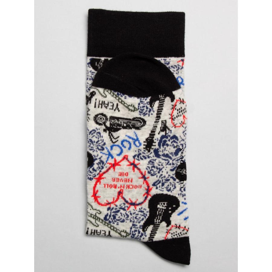 CotonDoux（コトンドゥ） ソックス 靴下 くつした メンズ 男女兼用 柄 ポップ 可愛い オシャレ お洒落 かわいい 派手 ロックンロール  s42620 |  | 02