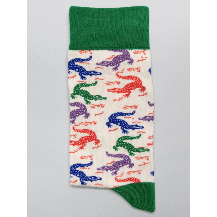 CotonDoux（コトンドゥ） ソックス 靴下 くつした メンズ 男女兼用 柄 ポップ 可愛い オシャレ お洒落 かわいい 派手 ワニ柄  s42623 |  | 01