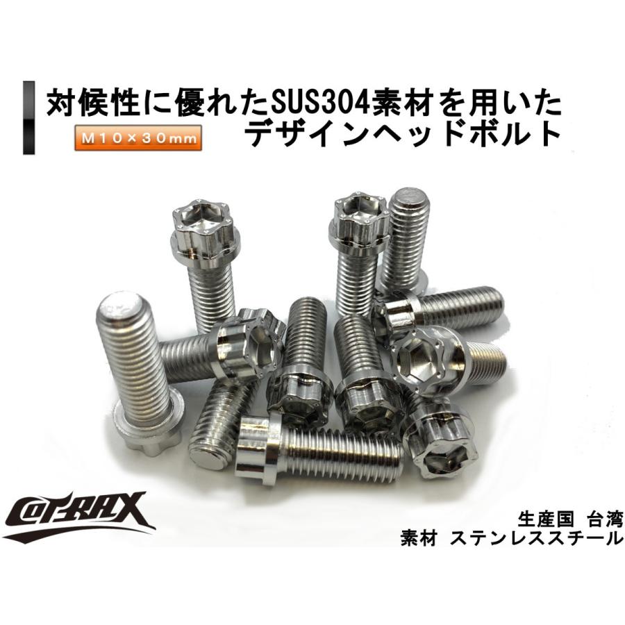 COTRAX】スターヘッドステンレスボルト M10-30mm P1.5 シルバー ドレス
