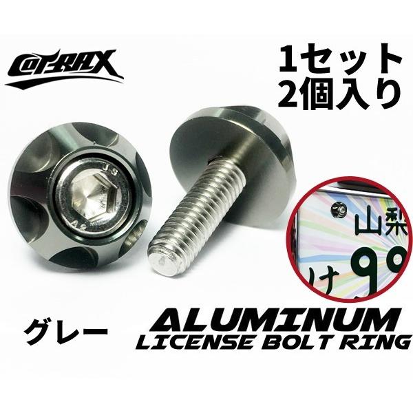 ナンバーボルト ナンバープレート用 M6ステンボルト 台湾製 アルマイト ドレスアップ カスタム 車 バイク 汎用 2個set Miniホイール グレー 大流行中