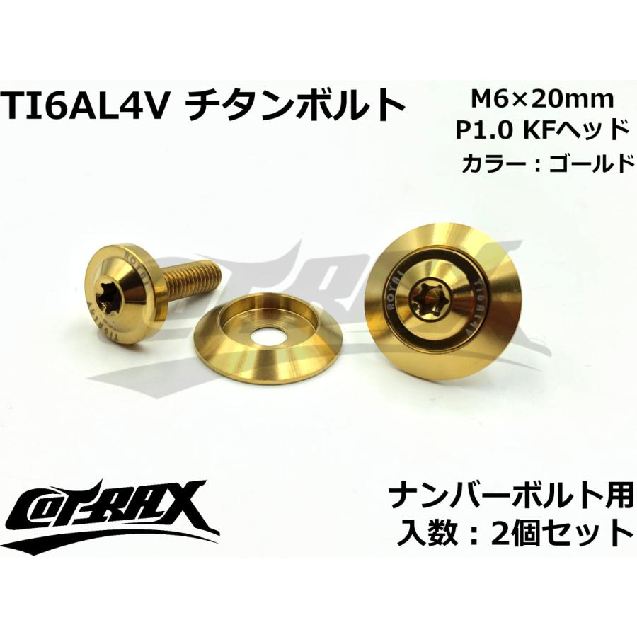 COTRAX】ROYAL 64チタンナンバーボルト 全3色 2個セット M6×20mm
