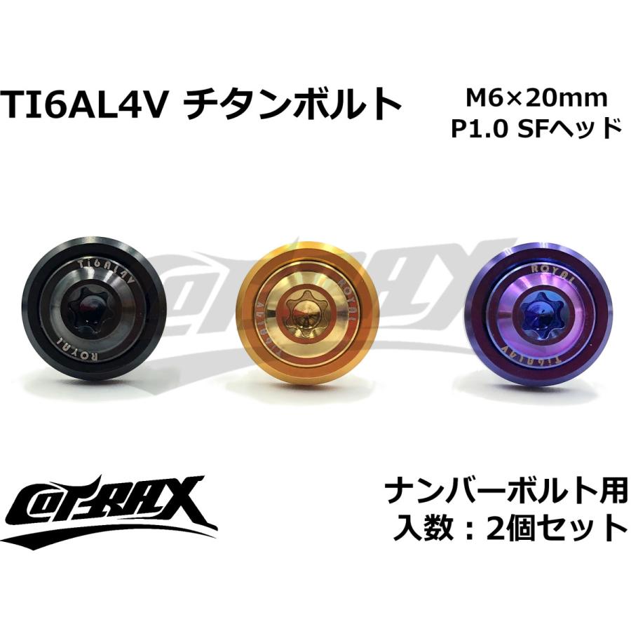 COTRAX】ROYAL 64チタンナンバーボルト 全3色 2個セット M6×20mm COTRAX】ROYAL 64チタンナンバーボルト 全3色 2個セット M6×20mm