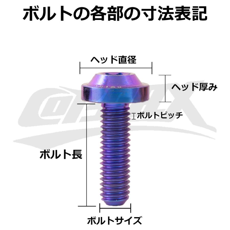 【COTRAX】ROYAL 64チタンバンジョーボルト 全3色 1本販売 M10×20mm P1.0 Fヘッド トルクスタイプ TI6AL4V 軽量 カスタム 台湾製 ブレーキ キャリパー｜cotraxjp｜06