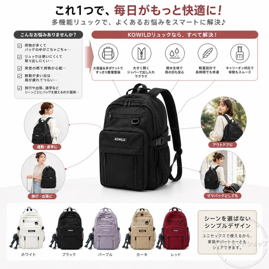 リュック リュックサック バックパック おしゃれ レディース メンズ ナイロン 大容量 軽量 撥水 a4 pc 2way 通学 通勤 学生 旅行 スポーツ |  | 02