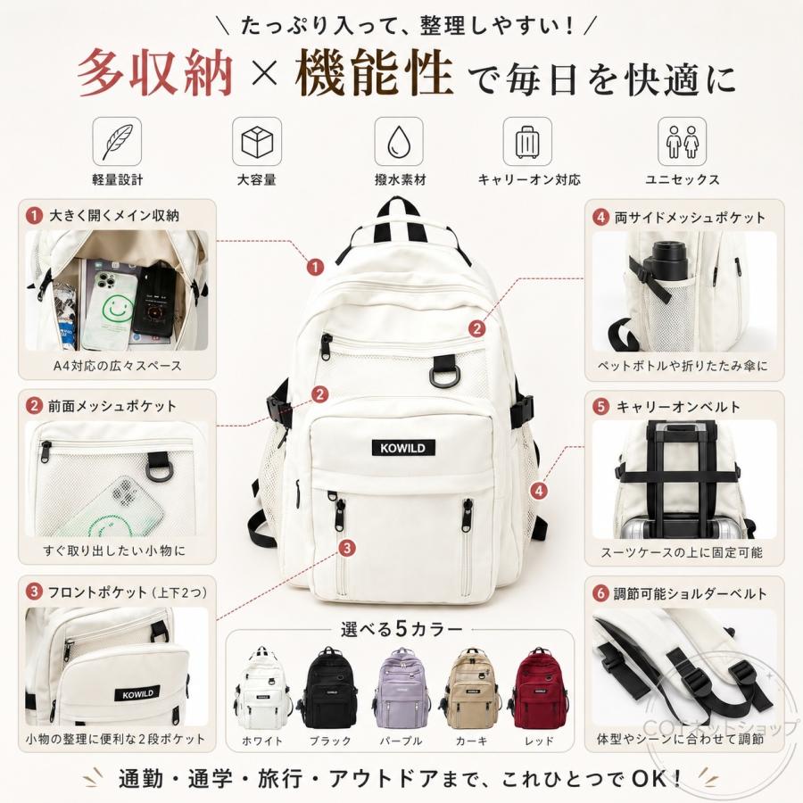 リュック リュックサック バックパック おしゃれ レディース メンズ ナイロン 大容量 軽量 撥水 a4 pc 2way 通学 通勤 学生 旅行 スポーツ |  | 03