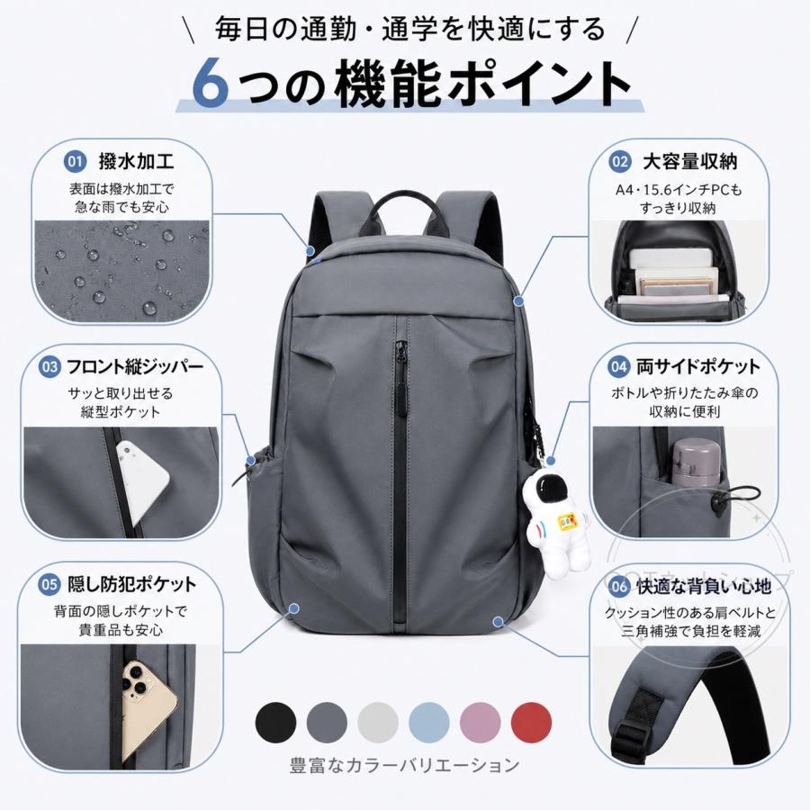 リュック レディース メンズ リュックサック 大容量 防水 軽い シンプル デイバッグ バックパック 多収納 大きめ 男女兼用 撥水 超軽量 カップル 通学 |  | 03