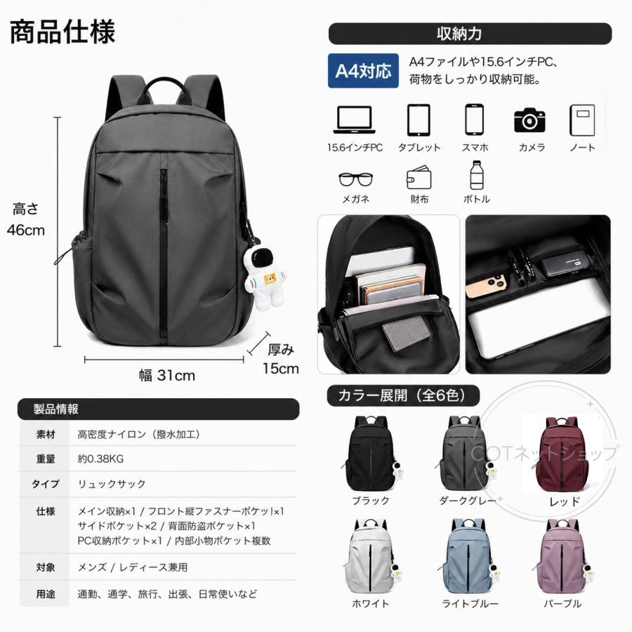 リュック レディース メンズ リュックサック 大容量 防水 軽い シンプル デイバッグ バックパック 多収納 大きめ 男女兼用 撥水 超軽量 カップル 通学 |  | 08