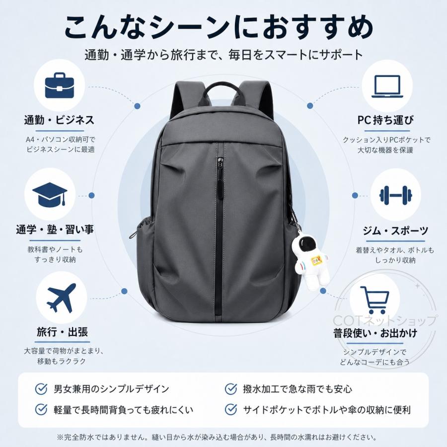 リュック レディース メンズ リュックサック 大容量 防水 軽い シンプル デイバッグ バックパック 多収納 大きめ 男女兼用 撥水 超軽量 カップル 通学 |  | 09