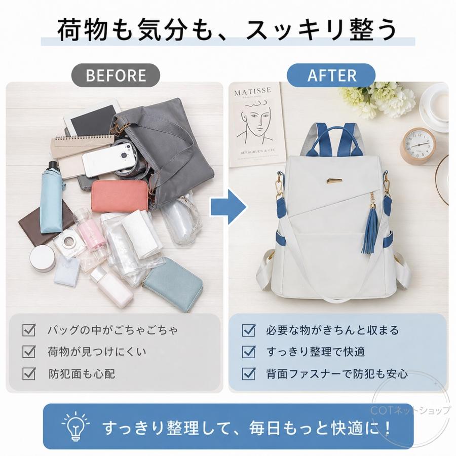 リュックサック レディース 防犯リュック 2WAY 大容量 旅行バッグ 軽量 通勤 通学 収納多め かばん ショルダーバッグ 手提げ対応 シンプル おしゃれ 普段使い |  | 08