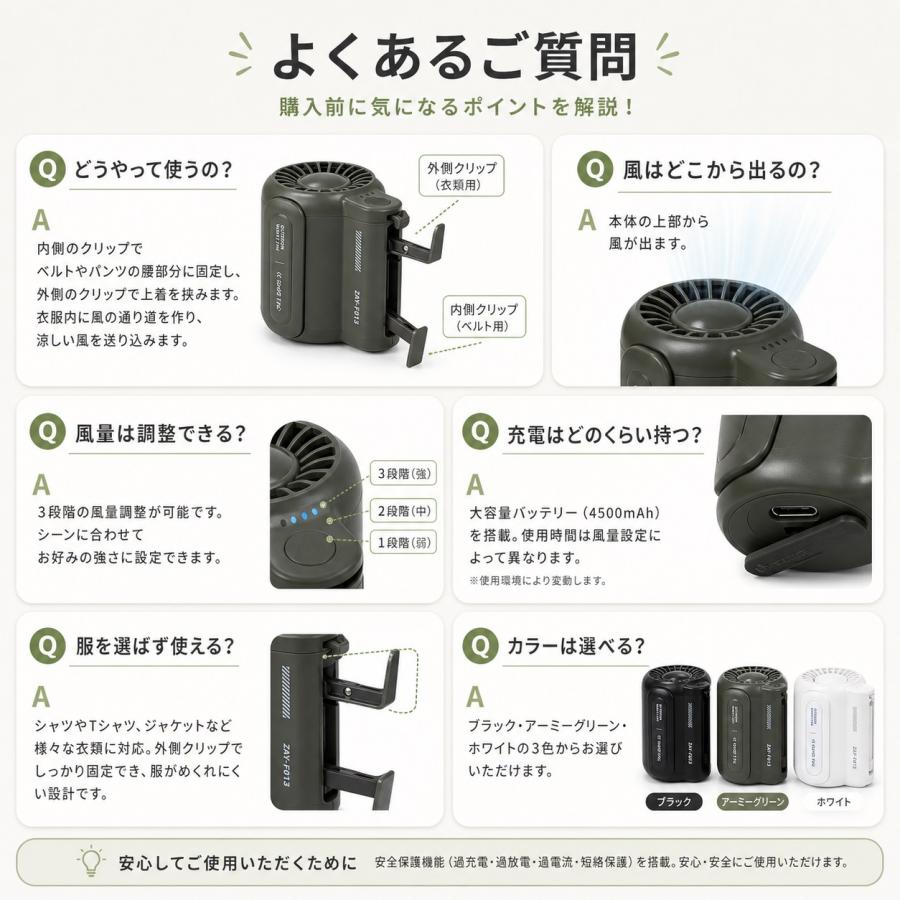 腰掛け扇風機 冷却プレート付き ベルトファン 超高速 強力送風 4500mAh大容量 4way手持ち 首掛け 卓上 腰掛け ハンディファン 静音 軽量 熱中症対策 |  | 06