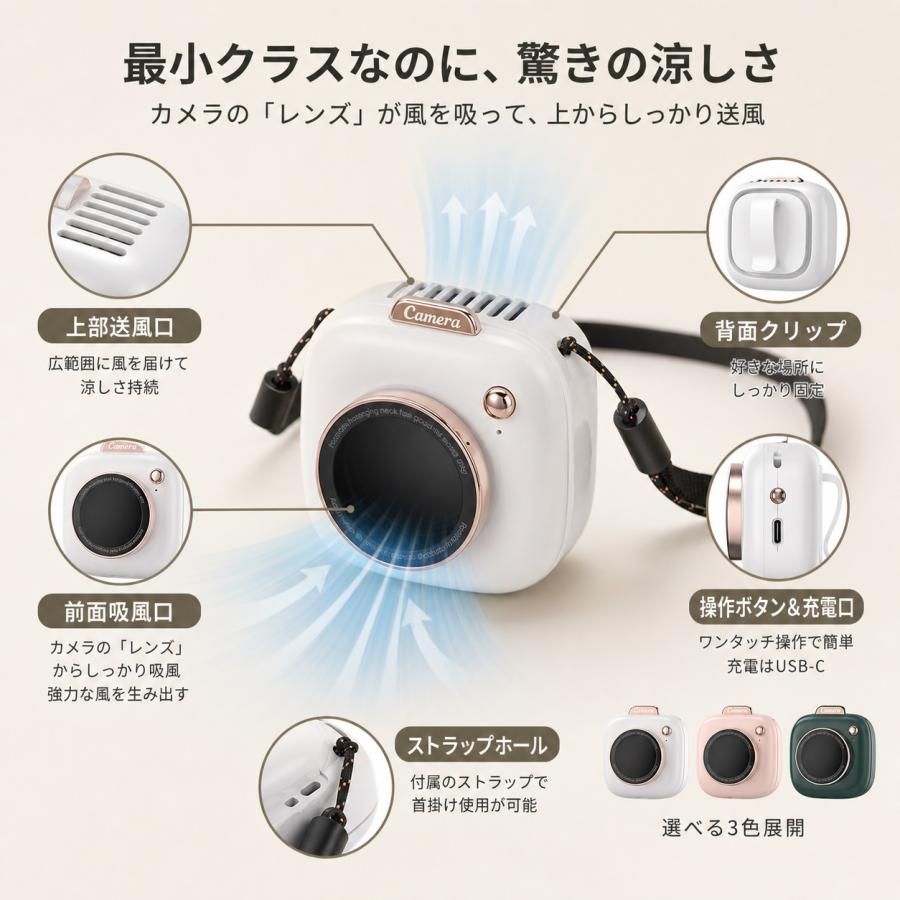 ハンディファン 腰掛け 扇風機 小型 おしゃれ 卓上 首掛け 冷風機 ミニ 薄型 おしゃれ 強風 クリップ 携帯 軽量 usb ミニ キッズ 充電式 グリーン ピンク |  | 01