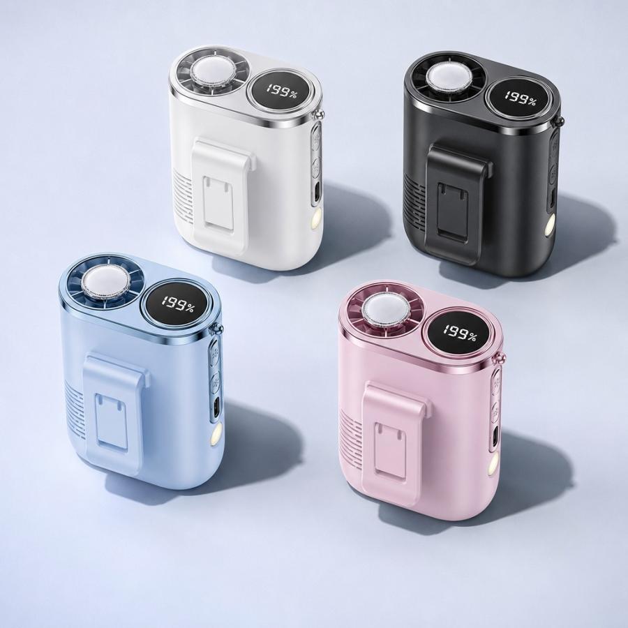 腰掛け扇風機 腰掛けファン 携帯扇風機 冷却 強力 ベルトファン 冷却プレート付き 扇風機 冷風機 3000mAh 長時間稼働 LED表示 首掛けファン ハンディファン |  | 04