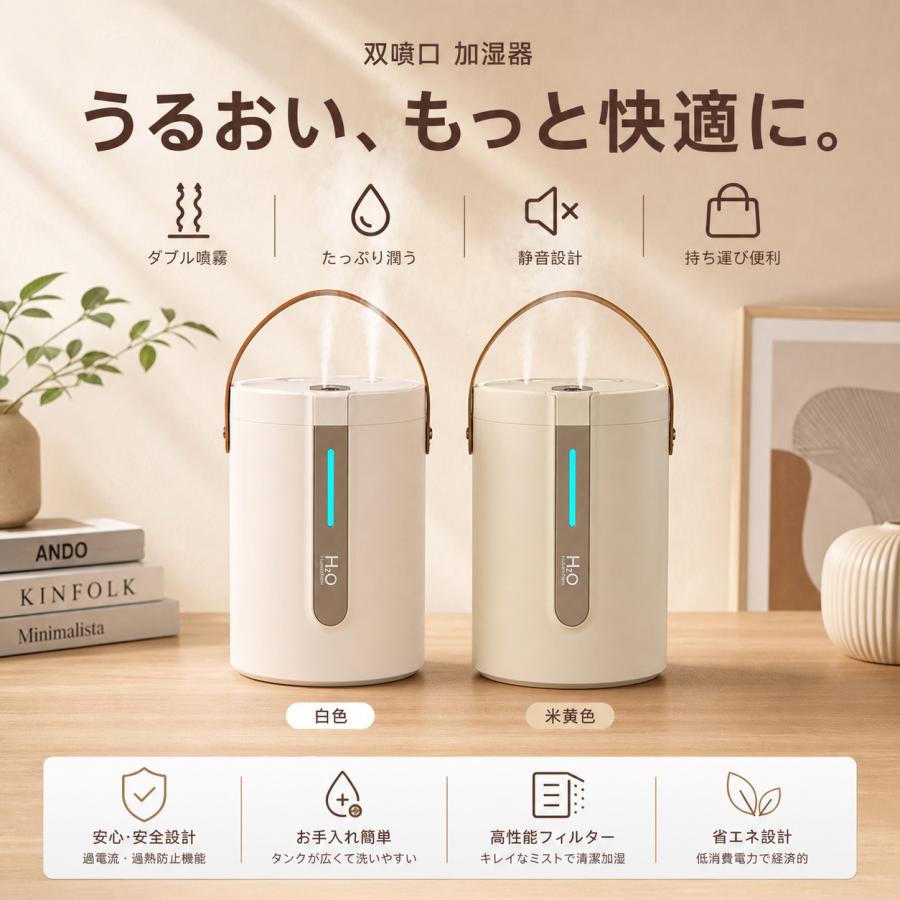 加湿器 大容量 2.5L 卓上 卓上加湿器 かしつき ライト おしゃれ ダブル噴霧 ミスト超静音 部屋 寝室 乾燥対策 USB お手入れ簡単 |  | 07